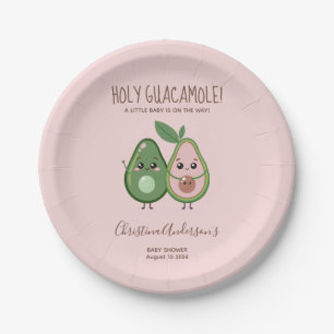 Plato De Papel Santo Guacamole Aguacate Rosa Baby Shower