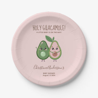 Plato De Papel Santo Guacamole Aguacate Rosa Baby Shower