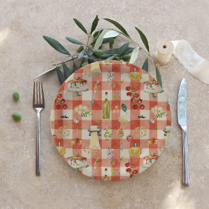 Plato De Papel Santo Ravioli Estampado de Gingham Little Meatba