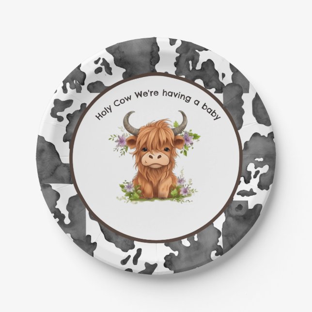 Plato De Papel Santo Vaca estamos teniendo un bebé (Anverso)