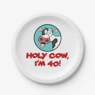 Plato De Papel Santo Vaca Tengo 40 vacas Personalizados divertida