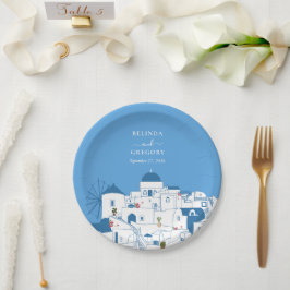 Plato De Papel Santorini Destination Greek Island Boda