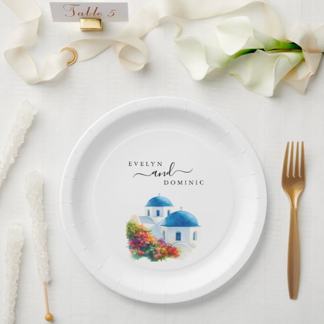 Plato De Papel Santorini Greek Island Destination Wedding (Boda)
