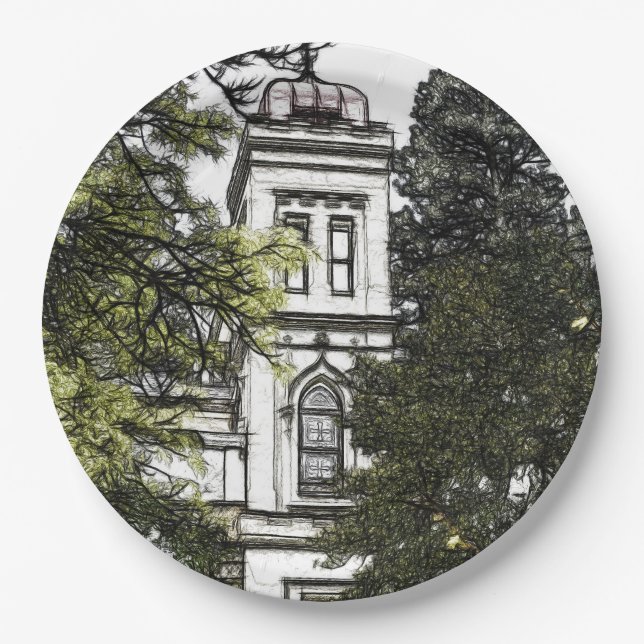 Plato De Papel Santuario entre los árboles (Anverso)