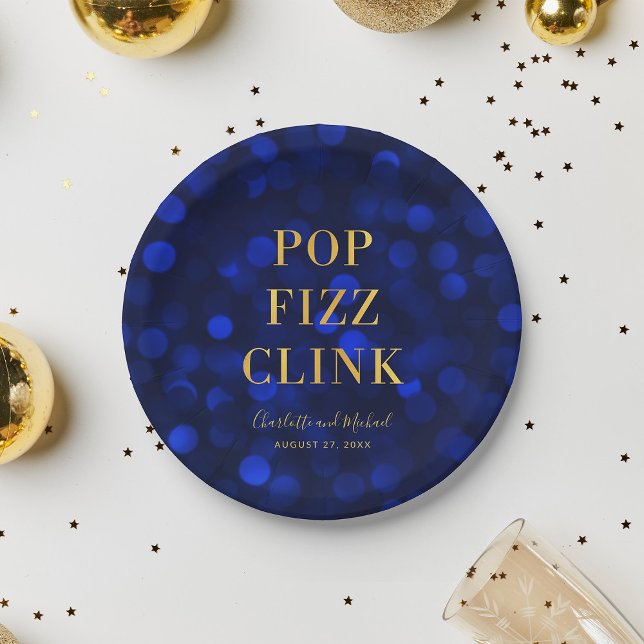 Plato De Papel Sapphire Blue Faux Gold Pop Fizlink (Subido por el creador)
