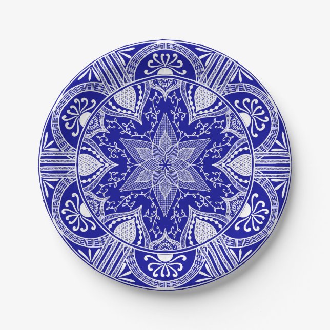 Plato De Papel Sapphire Mandala (Anverso)