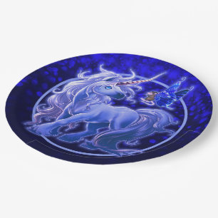 Plato De Papel Sapphire Sparkle Blue Unicorn