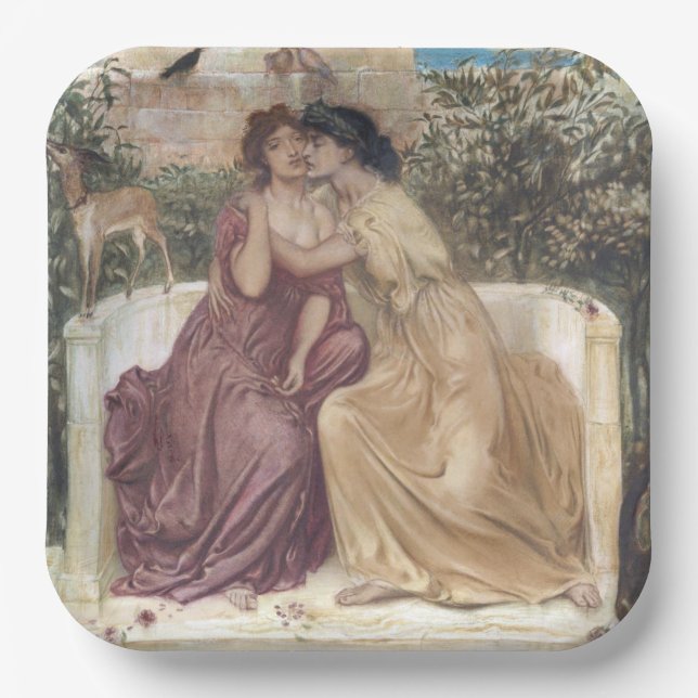 Plato De Papel Sappho y Erinna en un jardín griego (amor de lesbi (Anverso)