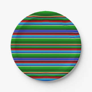 Plato De Papel Sarape mexicano azul verde