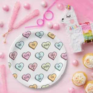 Plato De Papel Sarcástico patrón cardíaco de San Valentín