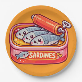 Plato De Papel Sardinas De Dibujos Animados Lindas