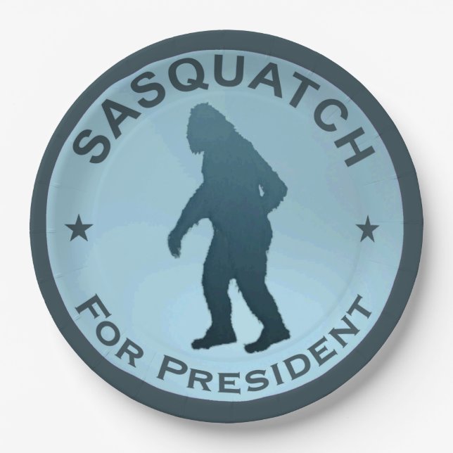 Plato De Papel Sasquatch Para Presidente (Anverso)
