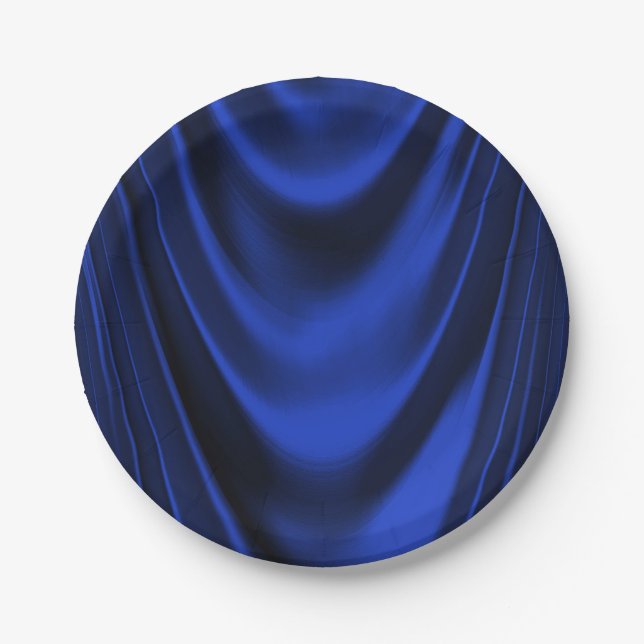 Plato De Papel Satin Azul Real (Anverso)