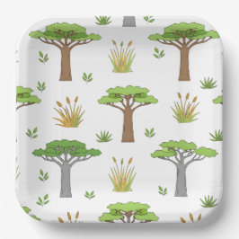 Plato De Papel Sauvanna Arbres et Poussins Africains