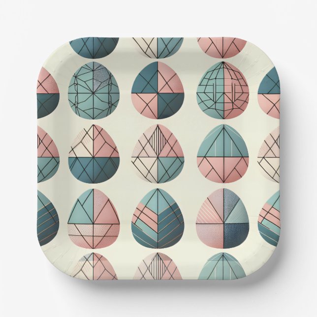 Plato De Papel Scandinavian Easter Egg Paper Plates (Anverso)