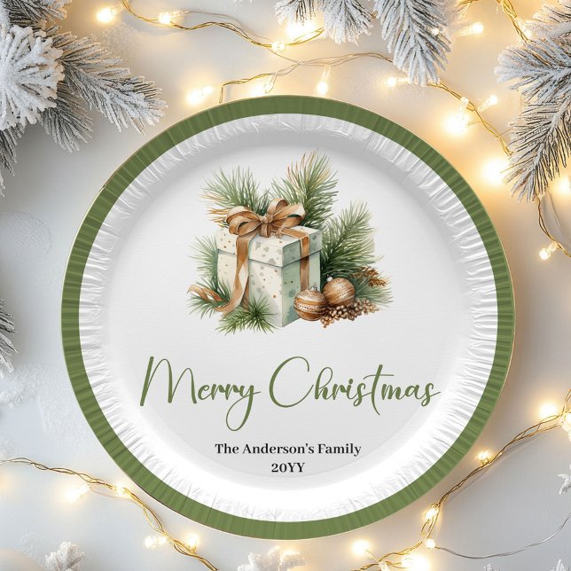 Plato De Papel Scandinavian Neutral Christmas Personalized Dinner (Scandinavian Neutral Christmas Personalized Dinner Plates)