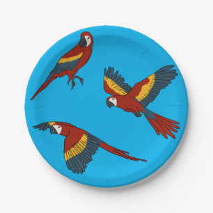 Plato De Papel Scarlet Macaw