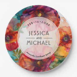 Plato De Papel Scarlet Petal Elegance