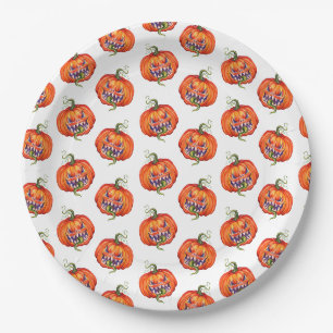 Plato De Papel Scary Halloween calabaza Tote Bag Cojín decorativo