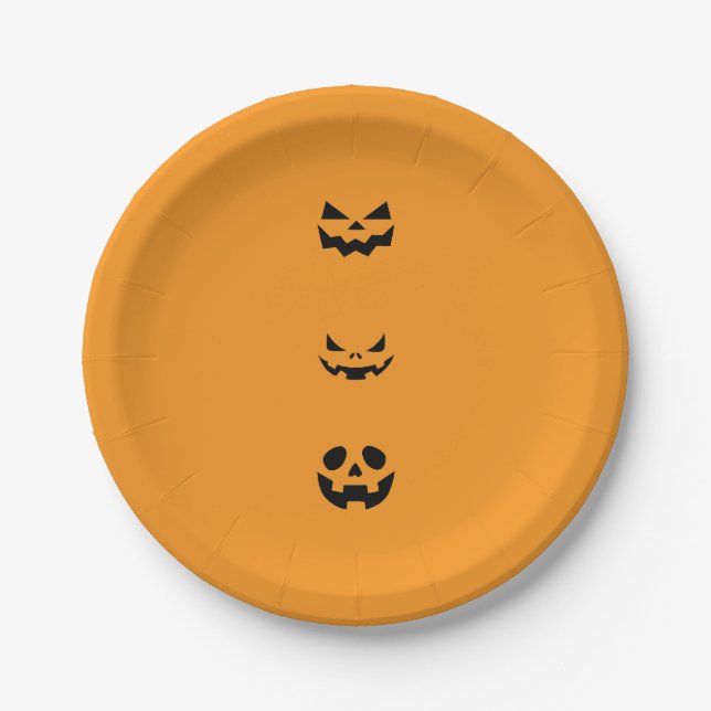 Plato De Papel Scary Halloween Faces (Anverso)