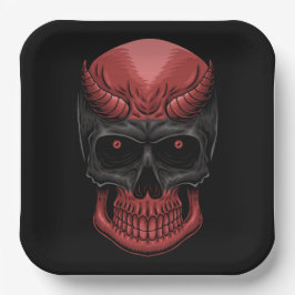 Plato De Papel Scary Halloween Skull