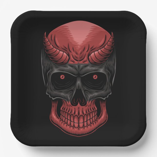 Plato De Papel Scary Halloween Skull (Anverso)