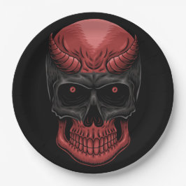 Plato De Papel Scary Halloween Skull