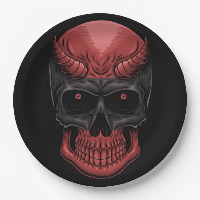 Plato De Papel Scary Halloween Skull (Anverso)