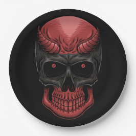 Plato De Papel Scary Halloween Skull
