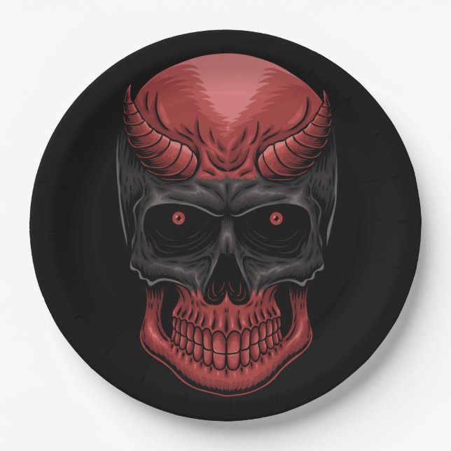 Plato De Papel Scary Halloween Skull (Anverso)