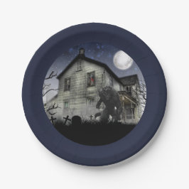 Plato De Papel Scary Happy Halloween Werewolf