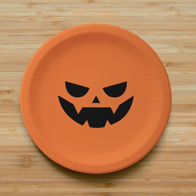 Plato De Papel Scary Jack O Lantern Face Halloween (Subido por el creador)