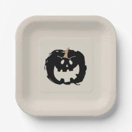 Plato De Papel Scary Pumpkin