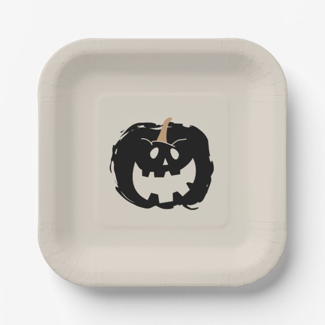 Plato De Papel Scary Pumpkin (Anverso)