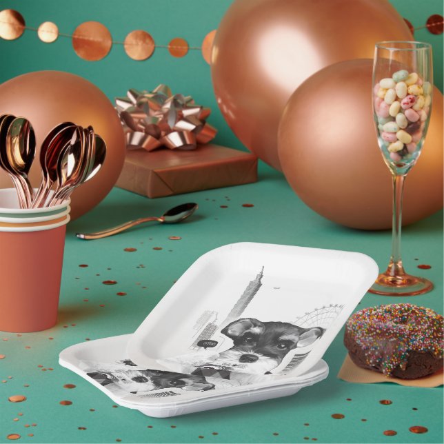 Plato De Papel Schnauzer con cámara (Multi)