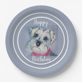 Plato De Papel Schnauzer del feliz cumpleaños
