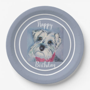Plato De Papel Schnauzer del feliz cumpleaños