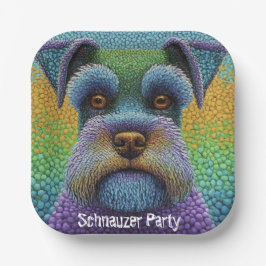 Plato De Papel Schnauzer Fiesta Dog Editar texto personalizado