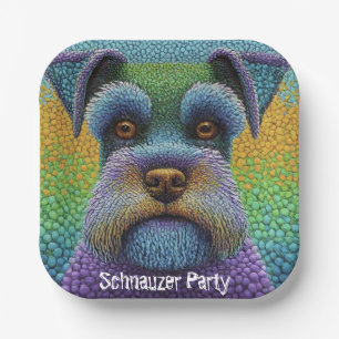 Plato De Papel Schnauzer Fiesta Dog Editar texto personalizado