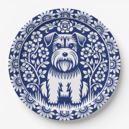 Plato De Papel Schnauzer o Norfolk Terrier encantan el arte folcl