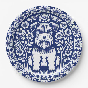 Plato De Papel Schnauzer o Norfolk Terrier encantan el arte folcl