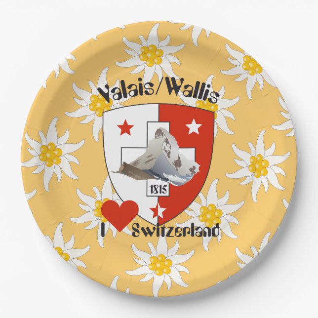 Plato De Papel Schweiz Suisse Wallis Valais Teller (Anverso)