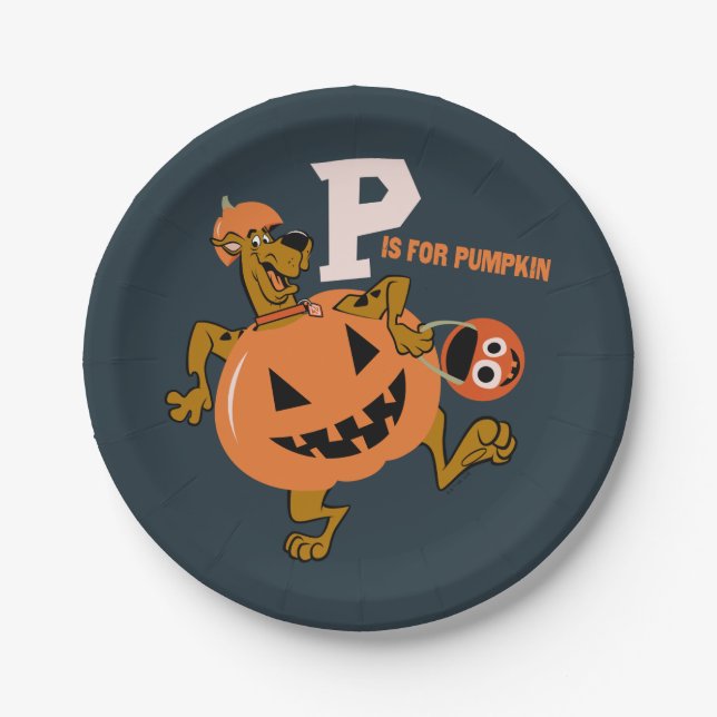 Plato De Papel Scooby-Doo | P es para Calabaza (Anverso)