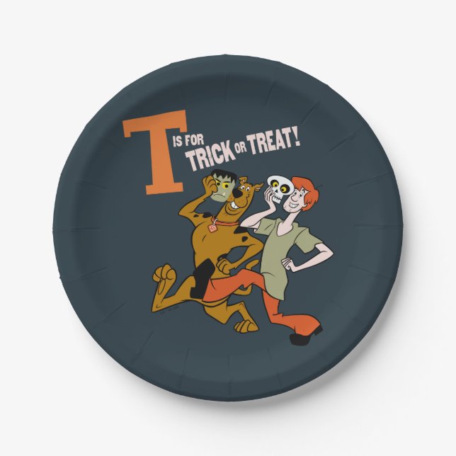 Plato De Papel Scooby-Doo | T es para Truco o Tratamiento (Anverso)