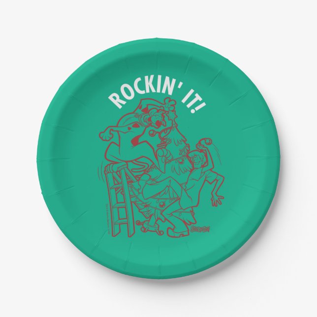 Plato De Papel Scooby-Doo y Shaggy Rockin' "Alrededor del árbol (Anverso)