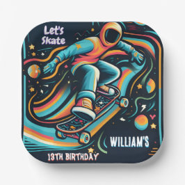 Plato De Papel Scooter Jump Zone Skateboarding 13 cumpleaños