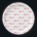 Plato De Papel Script de nombre rojo personalizado<br><div class="desc">Placas de papel con nombre de guión personalizado rojo. Perfecto para un evento o celebración especial.</div>