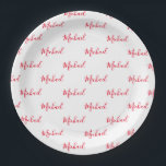 Plato De Papel Script de nombre rojo personalizado<br><div class="desc">Placas de papel con nombre de guión personalizado rojo. Perfecto para un evento o celebración especial.</div>