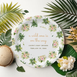 Plato De Papel Se acerca una salvaje Hojas de la selva Baby Showe