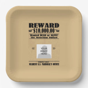 Plato De Papel Se busca vivo o muerto personalizado